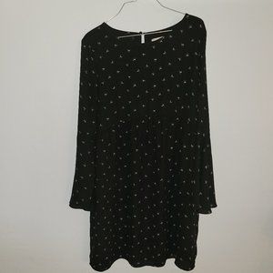 LOFT Black Crescent Moon Print Bell Sleeve Dress